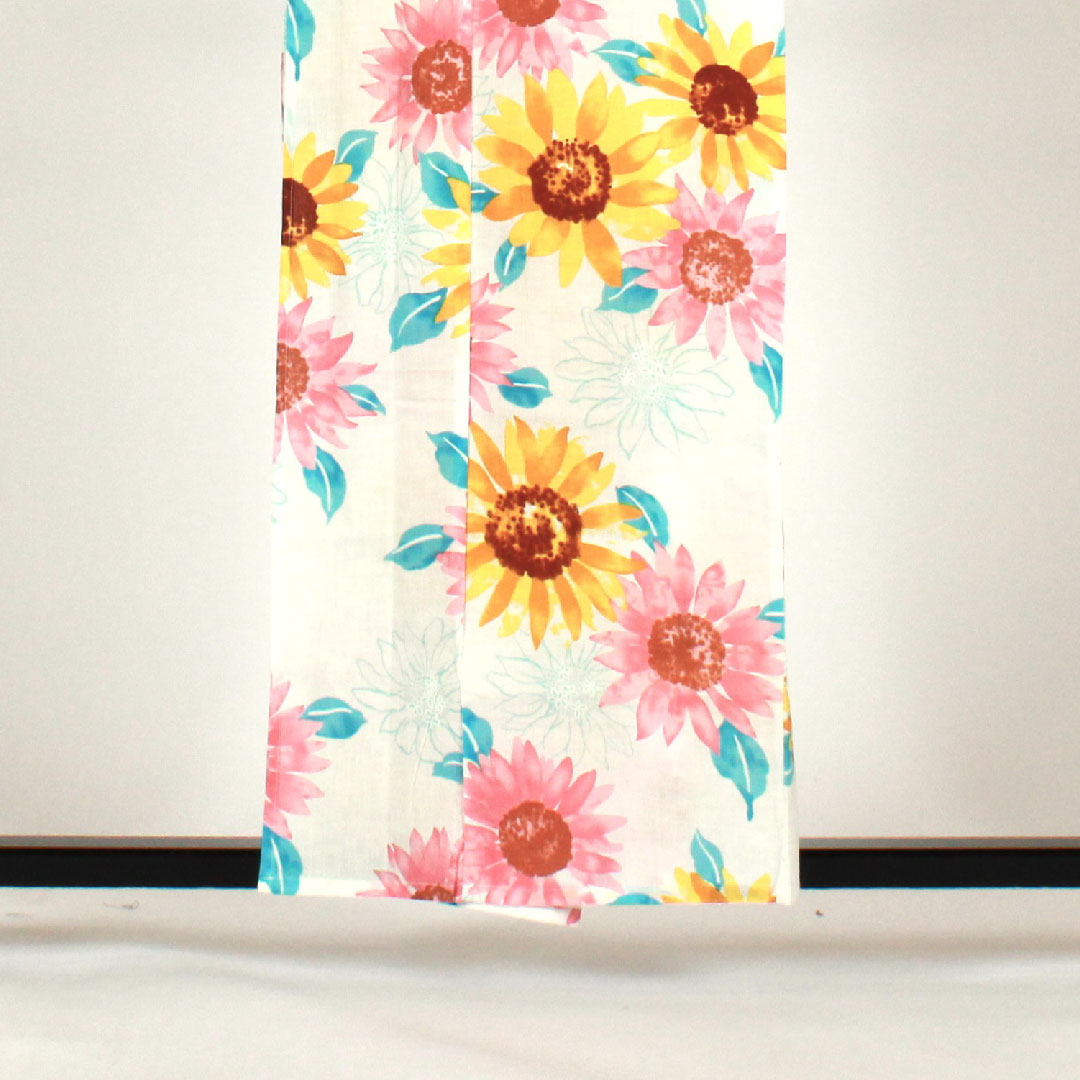 浴衣 向日葵 木綿 Sランク 単衣 身丈163cm 裄丈67cm 白系 1118000852411