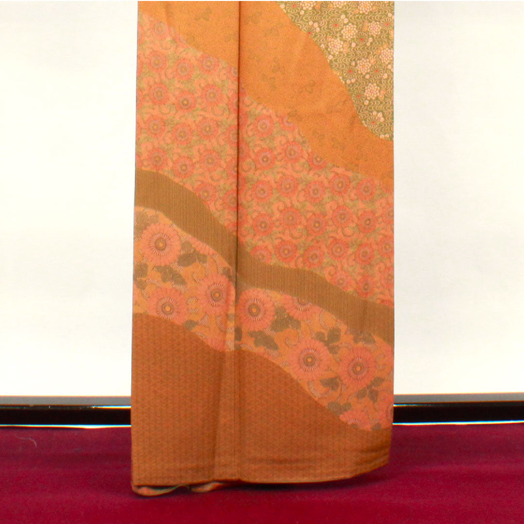 小紋 身丈164.5cm 裄丈65.5cm 袷 人間国宝 中村勇二郎 江戸小紋 草花模様 正絹 Sランク グラデ 1115002882499