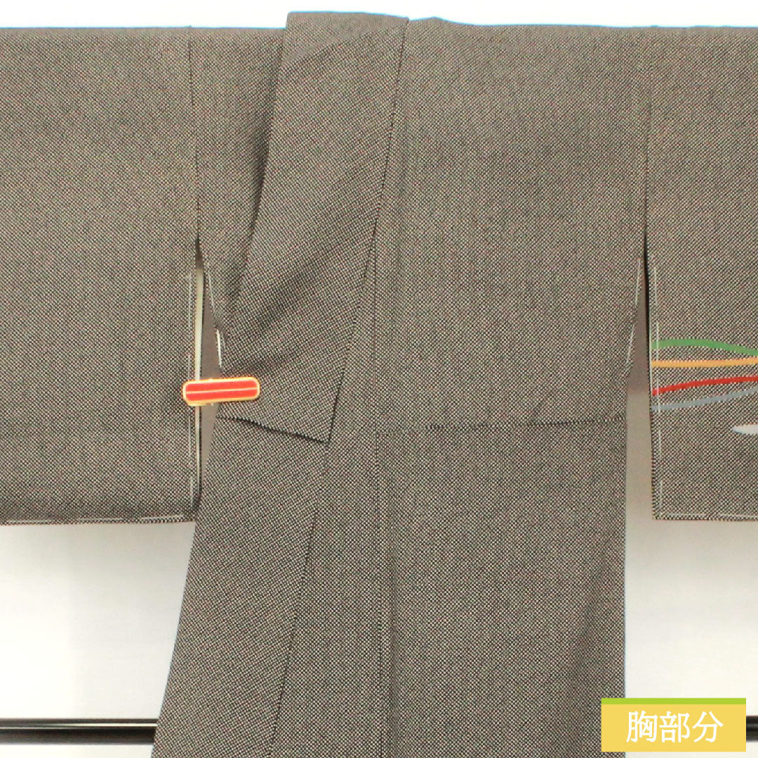 訪問着 正絹 袷 身丈161cm 裄丈64.5cm 行儀 抽象模様 しつけ糸付き 未使用品 Sランク 黒系 1112005122410