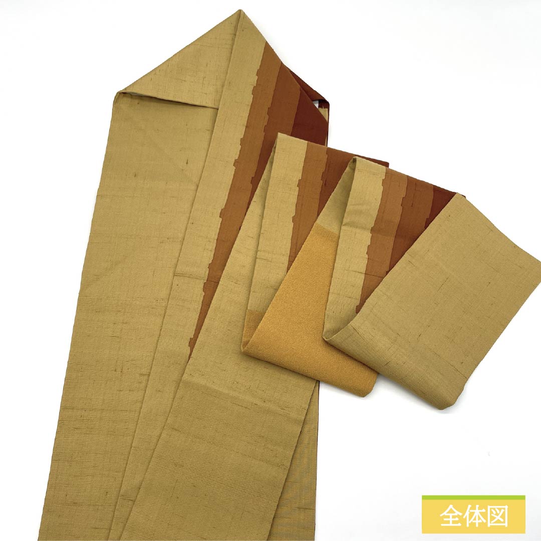 Nagoya Obi Straw Color (Mugiwarairo) Tsumugi Fabric Dyed Obi Vegetables Obi Length 404cm Pure Silk S Rank Pointed Pattern Casual Gradient Style 1124007412499 Nagoya Made