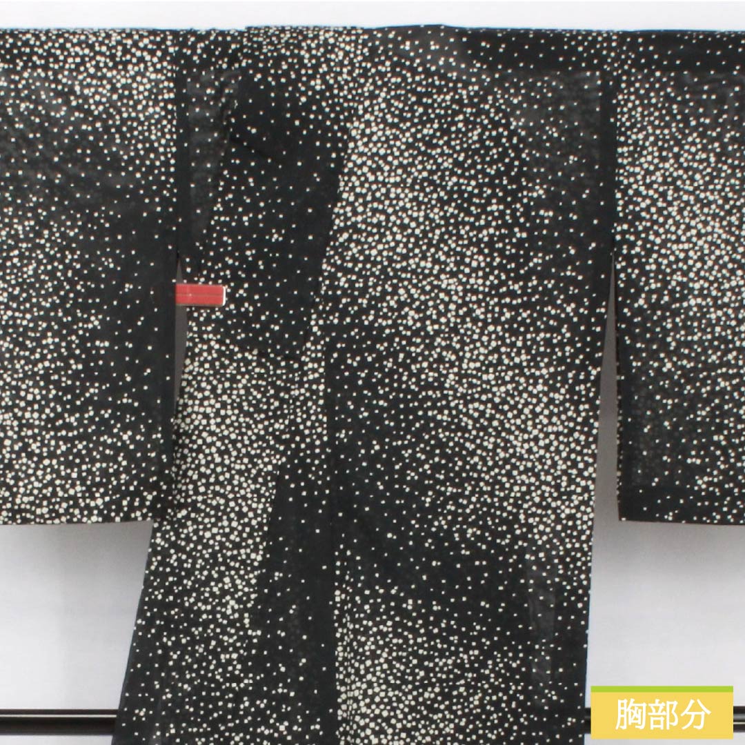 Summer kimono, polyester, small pattern, length 167cm, sleeve length 67cm, dot, washable kimono, silk, S rank, black, 1132001932510