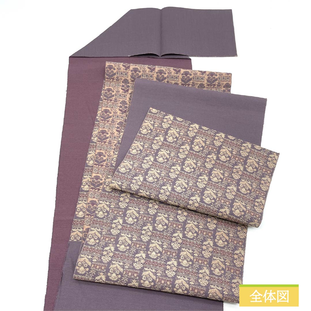 名古屋帯 桔梗鼠色(ききょうねずいろ) 正倉院模様 帯丈335cm 正絹 Aランク 六通 カジュアル 紫系 1124007933320 松葉仕立て