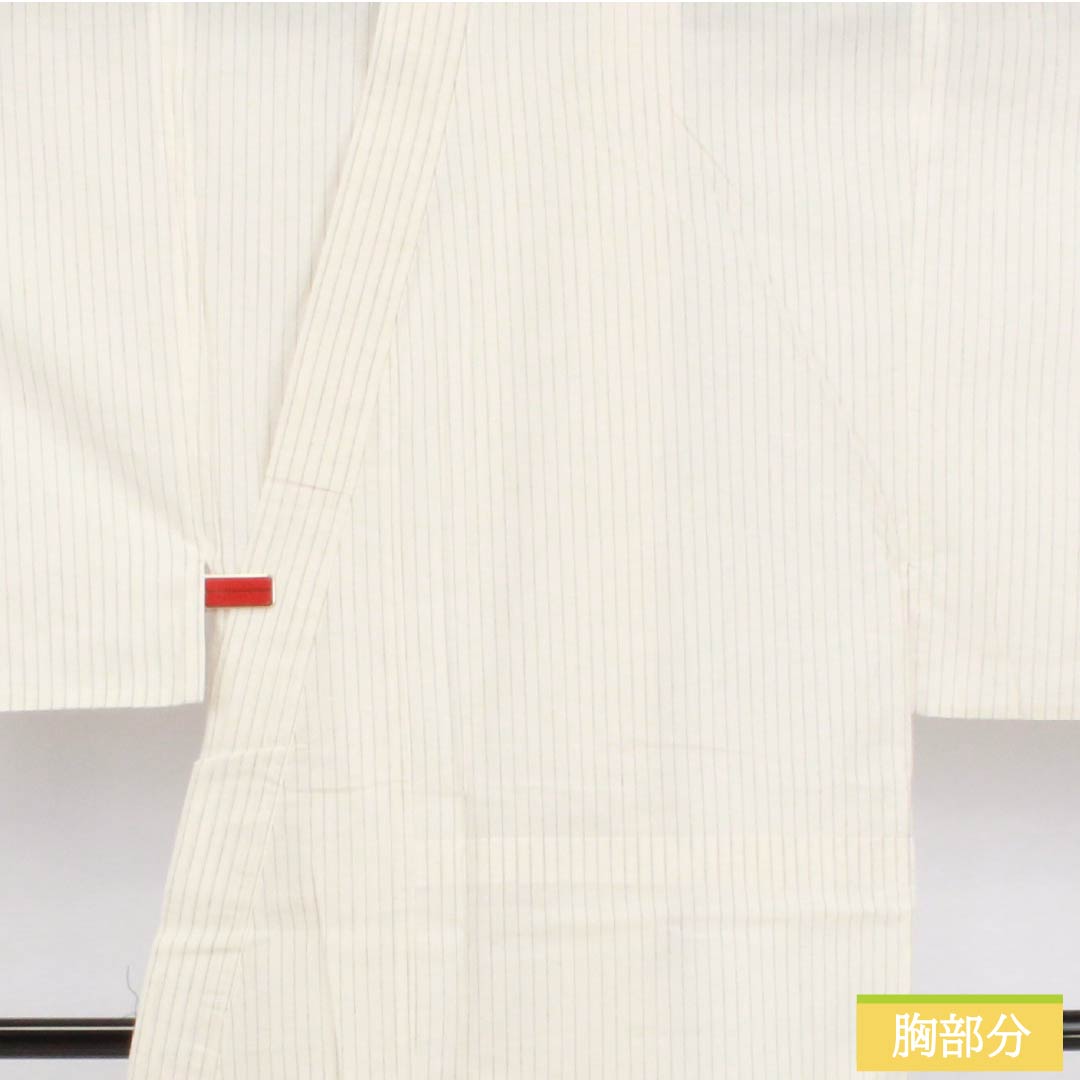 男性用浴衣 木綿 身丈149.5cm 裄丈73.5cm 白土色(しらつちいろ) 縞 Sランク 単衣 白系 1138000062411