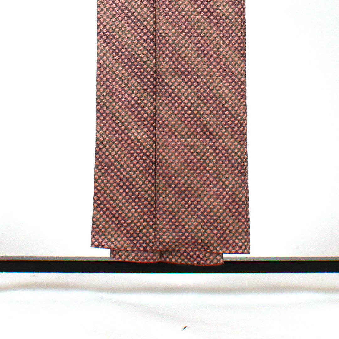 小紋 身丈154cm 裄丈63cm 袷 総絞り 正絹 Sランク 紫系 1115001802220