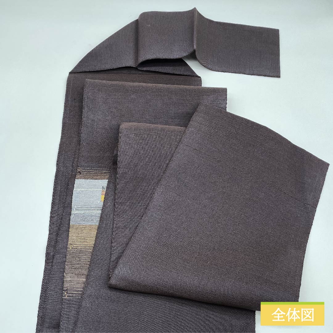 名古屋帯 涅色(くりいろ) 変わり市松 横段 帯丈400cm 正絹 Sランク ポイント柄 カジュアル 茶系 1124006432414 松葉仕立て