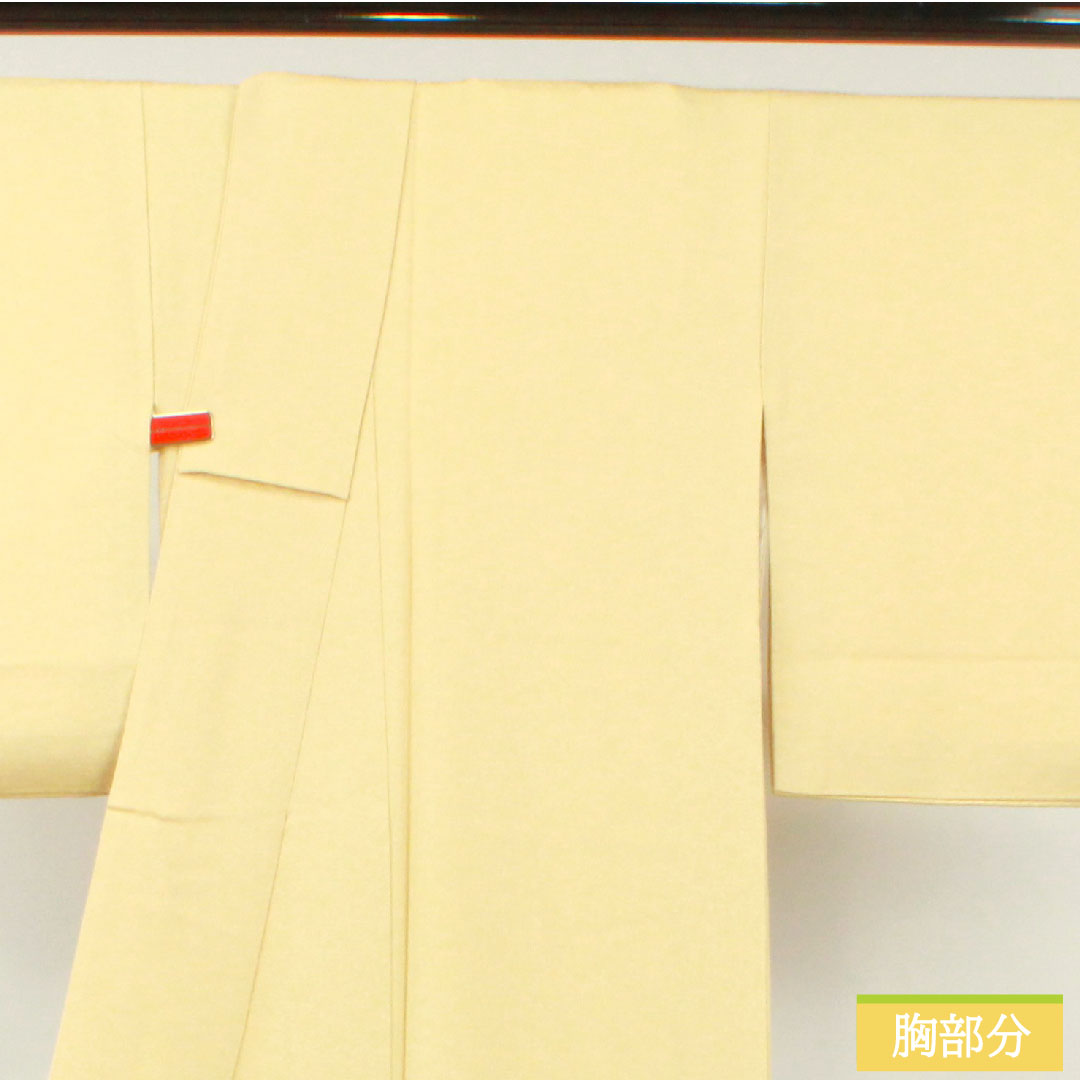 色無地 正絹 身丈155.5cm 裄丈64.5cm 東京白茶色(とうきょうしらちゃいろ) 素無地 梅鉢 袷 Aランク 黄系 1114001463323