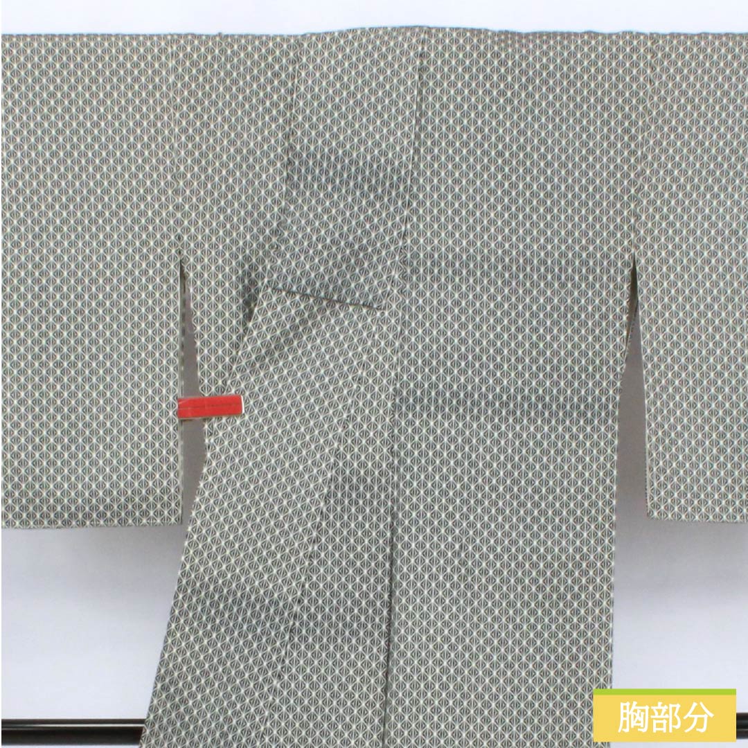 Komon (small pattern) pure silk, S rank, length 159cm, sleeve length 63cm, lined, hemp leaf pattern, black with basting thread, product number 1115006612310