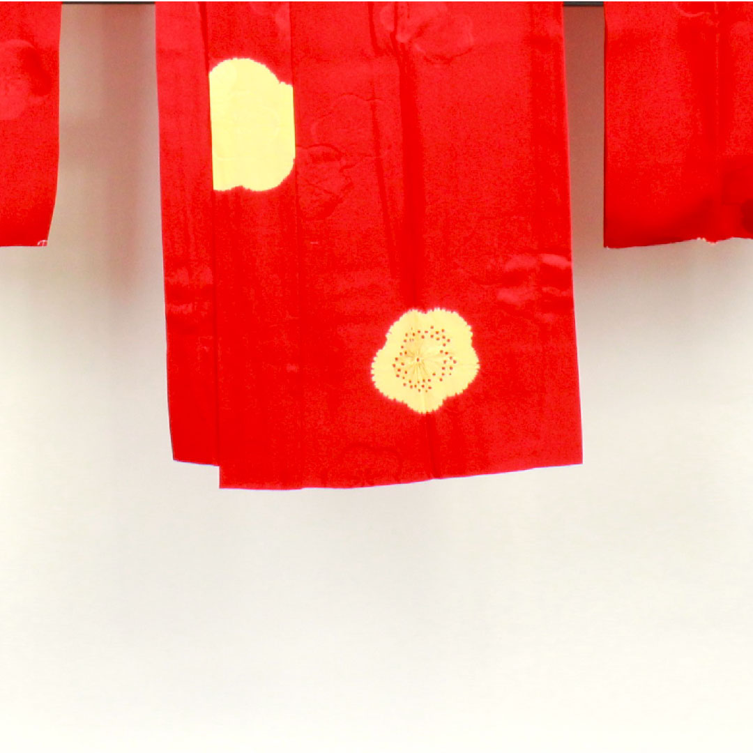 長襦袢 正絹 身丈120cm 裄丈67.5cm 単衣 土耳古赤色 振袖用 梅 Aランク 赤系 1129000293112