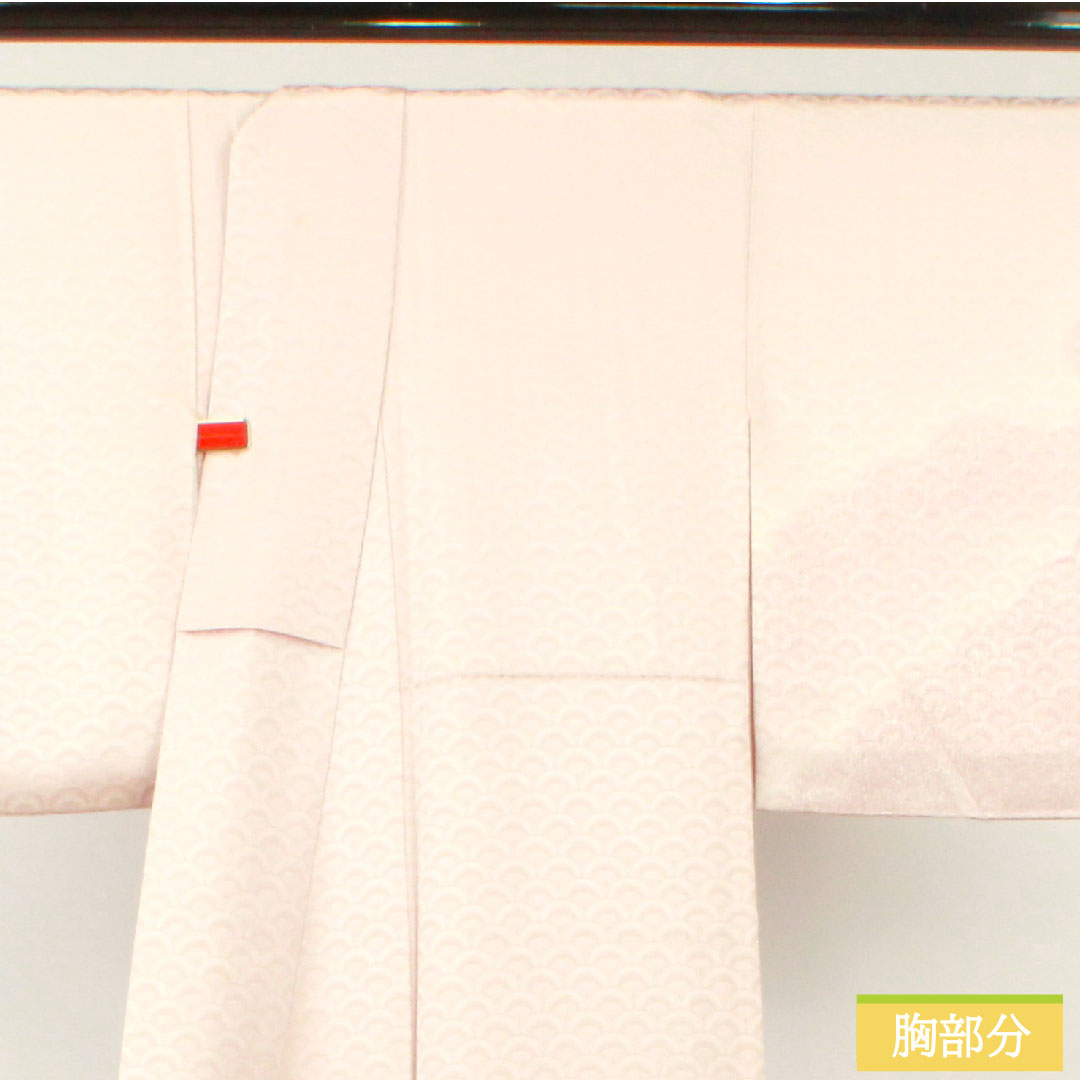 色無地 正絹 身丈164.5cm 裄丈63.5cm 桜色(さくらいろ) 扇 無地訪問着 袷 紋なし Aランク ピンク系 1114001393413