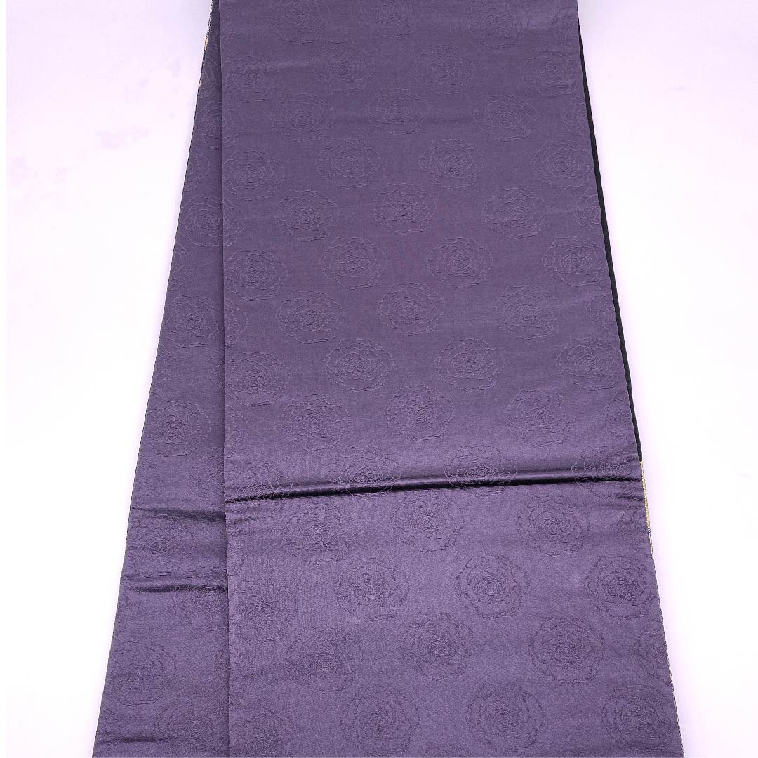 袋帯 緋l紺色(ひこんいろ) 太箔 幾何学模様 帯丈433cm 正絹 Sランク 六通 セミフォーマル 黒系 1123008632310