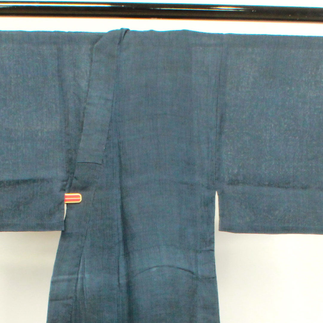 夏物 麻 男物 身丈145cm 裄丈67cm 濃紺色(のうこんいろ) 小千谷縮 紗 Bランク 紺系 1132000744118