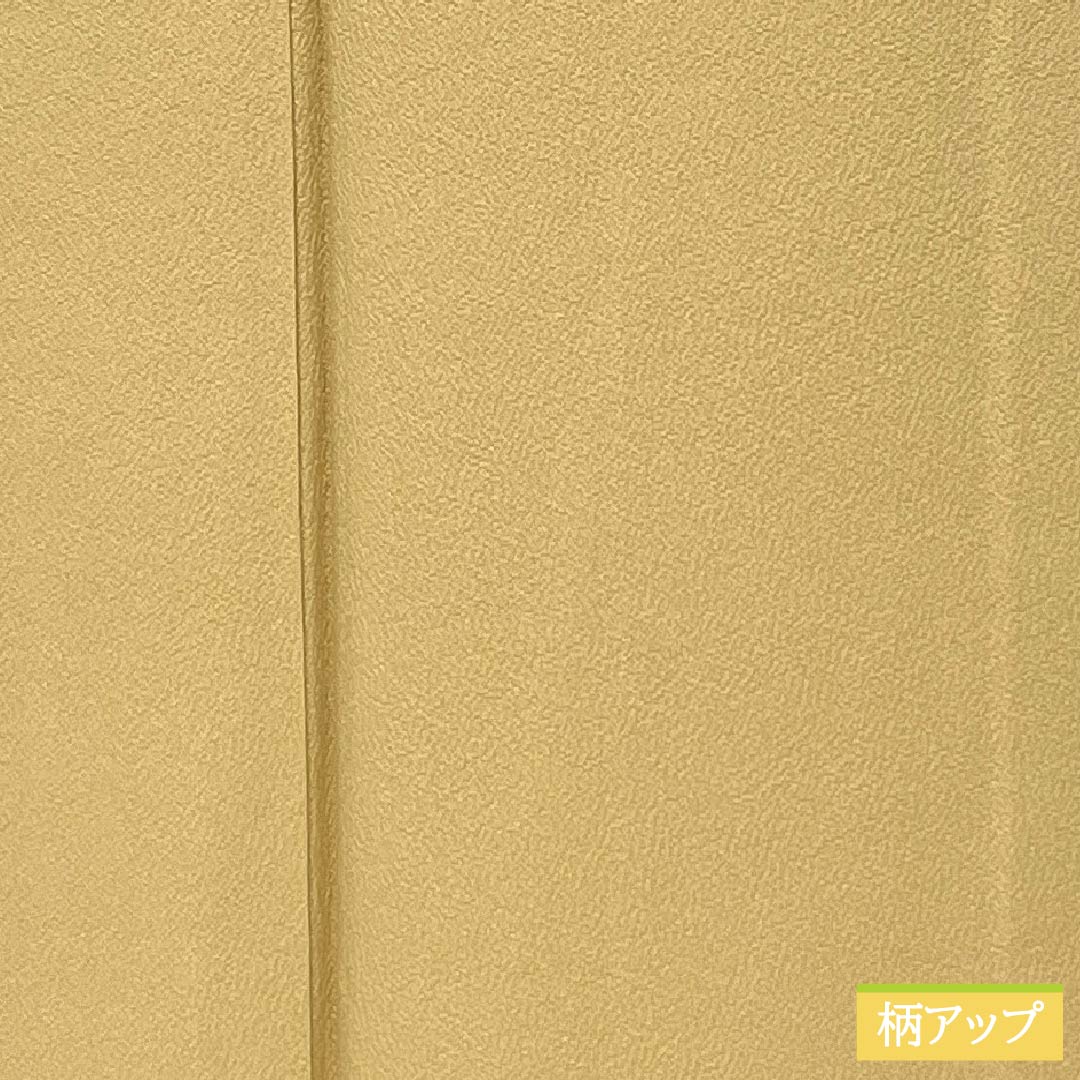 色無地 正絹 Sランク 身丈150.5cm 裄丈62.5cm 麦藁色(むぎわらいろ) ちりめん地 素無地 一つ紋 袷 黄系 1114003192123