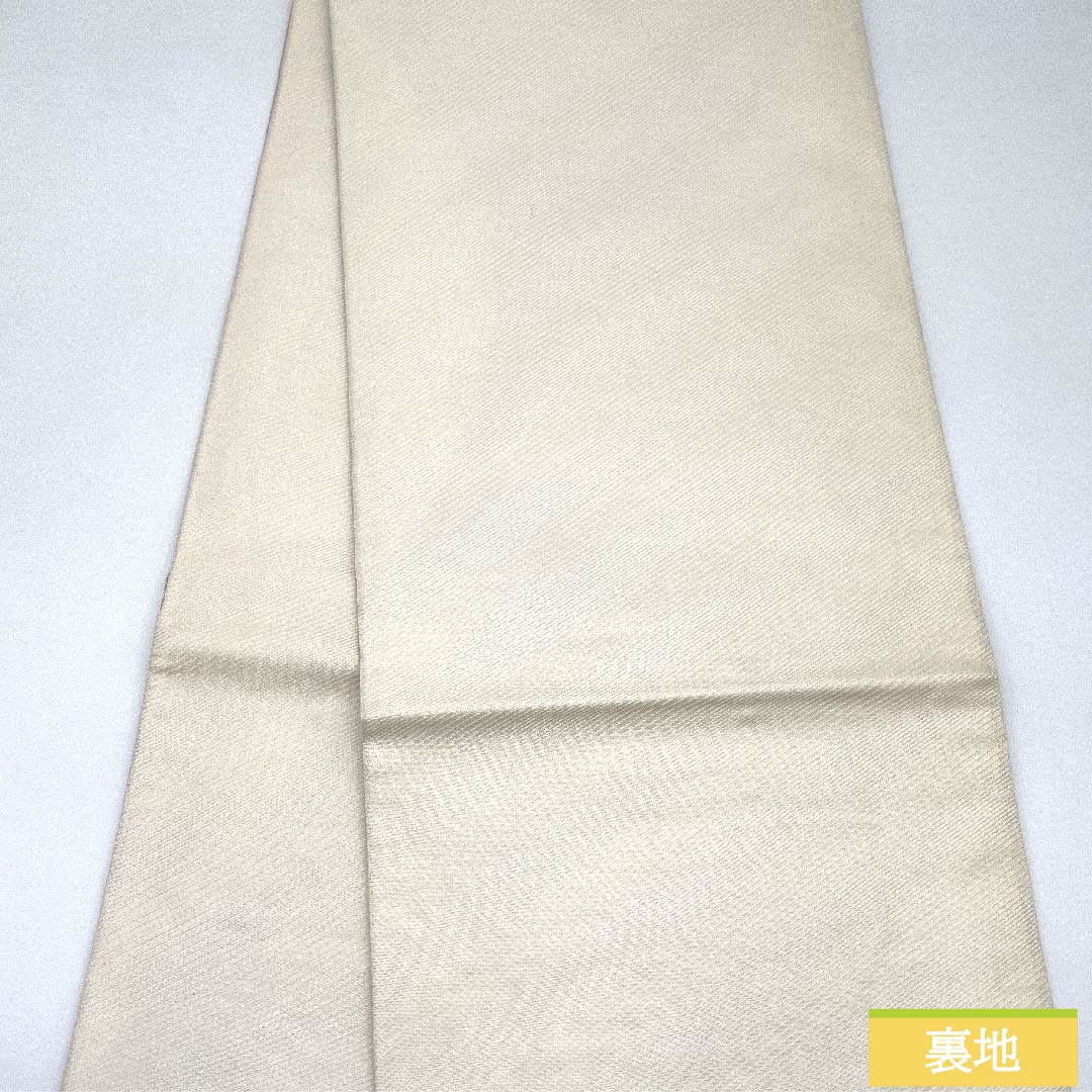 袋帯 銀色 蝶 帯丈428cm 正絹 Sランク 六通 フォーマル 銀系 1123009962322