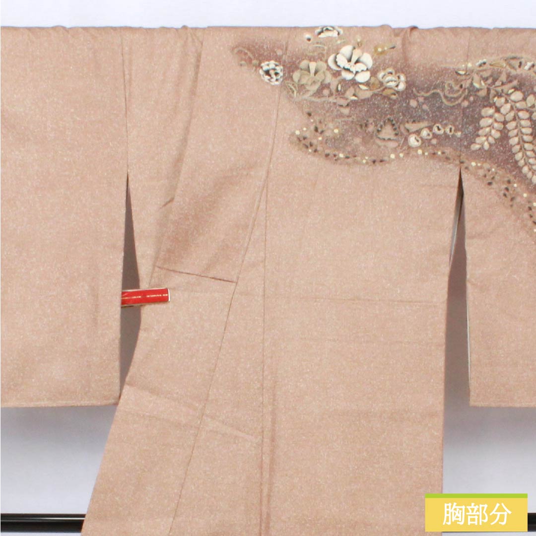 訪問着 正絹 Sランク 袷 身丈162cm 裄丈69cm 松染色(まつぞめいろ) 大島紬 絞り 辻ヶ花 しつけ糸付き 茶系 1112006692414