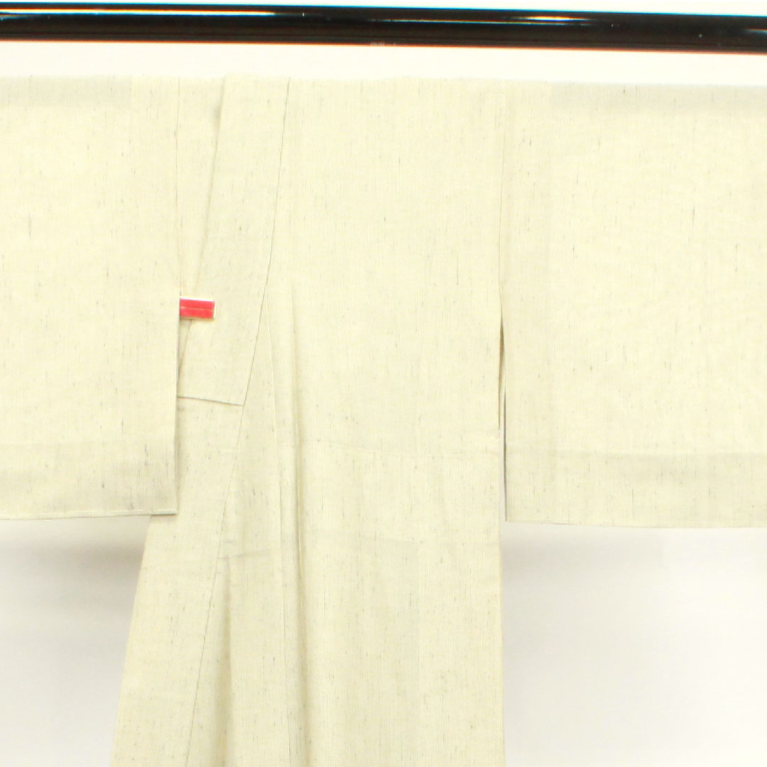 夏物 正絹 紬 身丈156cm 裄丈62cm 蕎麦切色(そばきりいろ) 縞 しつけ糸付き 未使用品 紗 Sランク グレー系 1132000422322