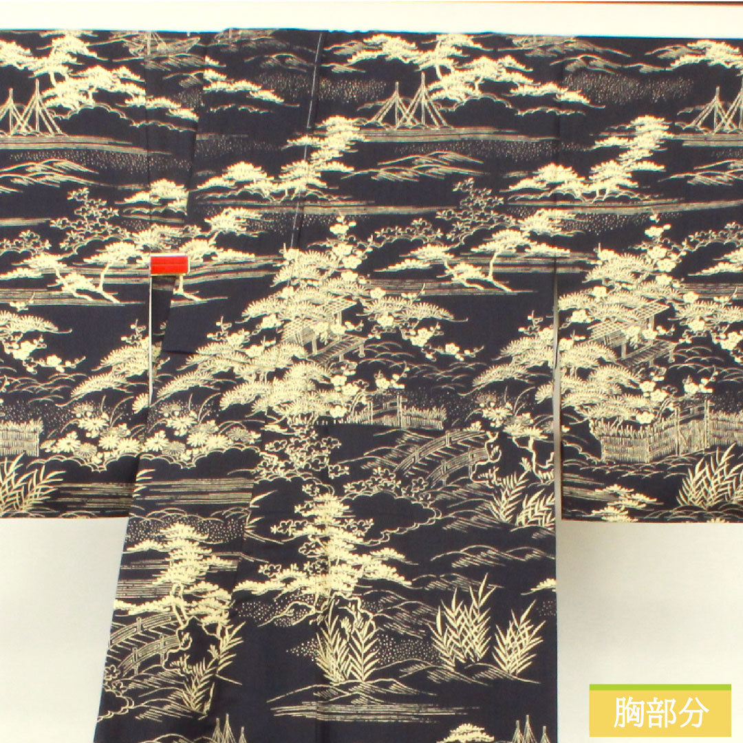 Homongi, pure silk, lined, length 158.5cm, sleeve length 64.5cm, brown, pongee fabric, Chayatsuji, with basting thread, unused, S rank, purple, 1112003642320