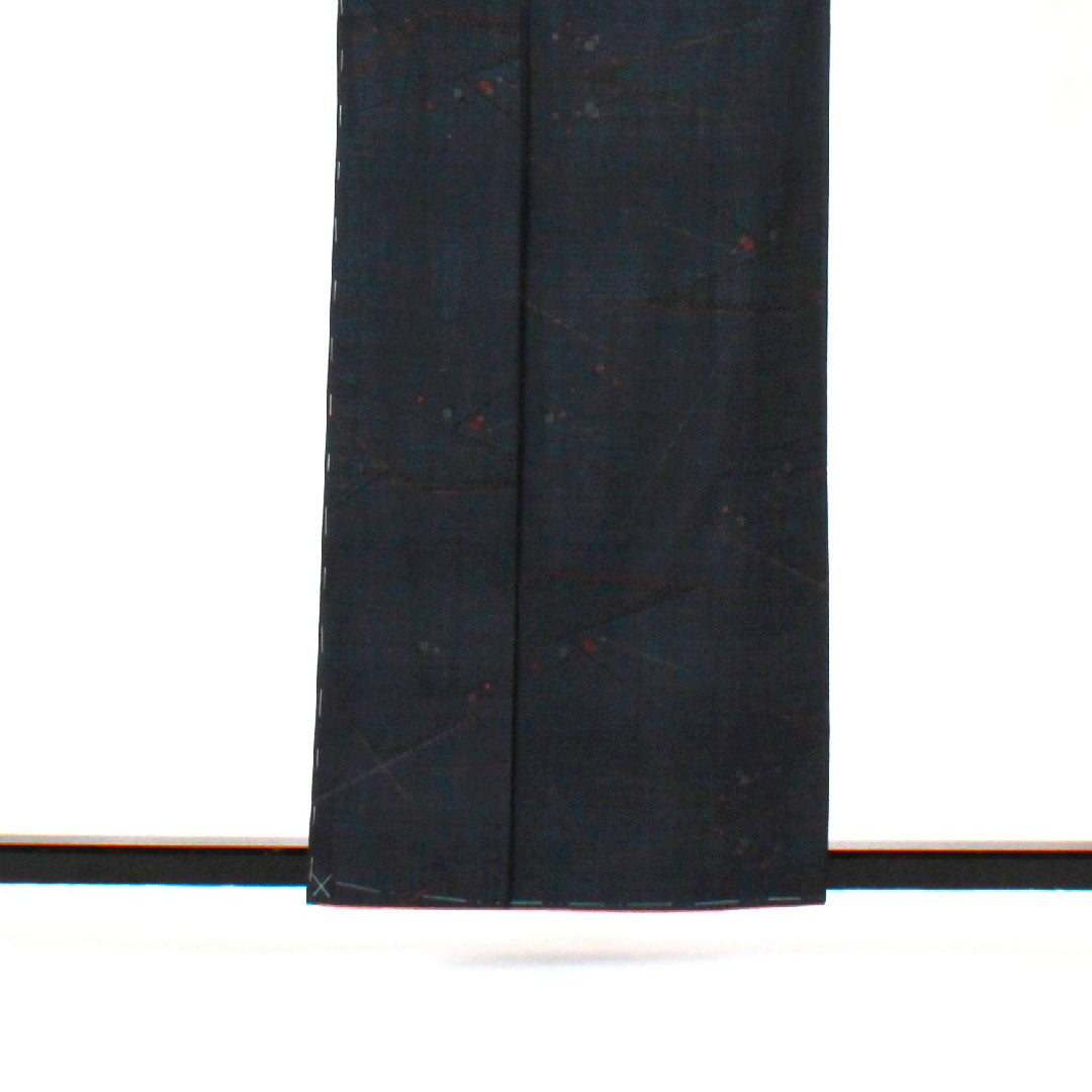 大島紬 身丈160cm 裄丈64cm 線描きに箔散らし模様 正絹 Sランク 袷 紺系 1116000812318