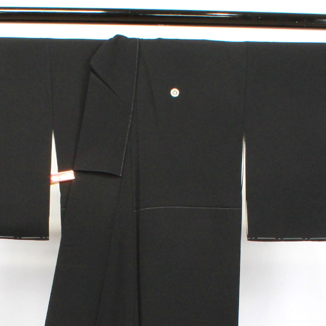 Black Tomesode, Length 163cm, Sleeve Length 67cm, Lined, Kyoto Yuzen, Embroidery, Five Gourds and Different Hawk Feathers, Thread Attached, Unused, Pure Silk, S Rank, Five Crests, Black, 1111001142410