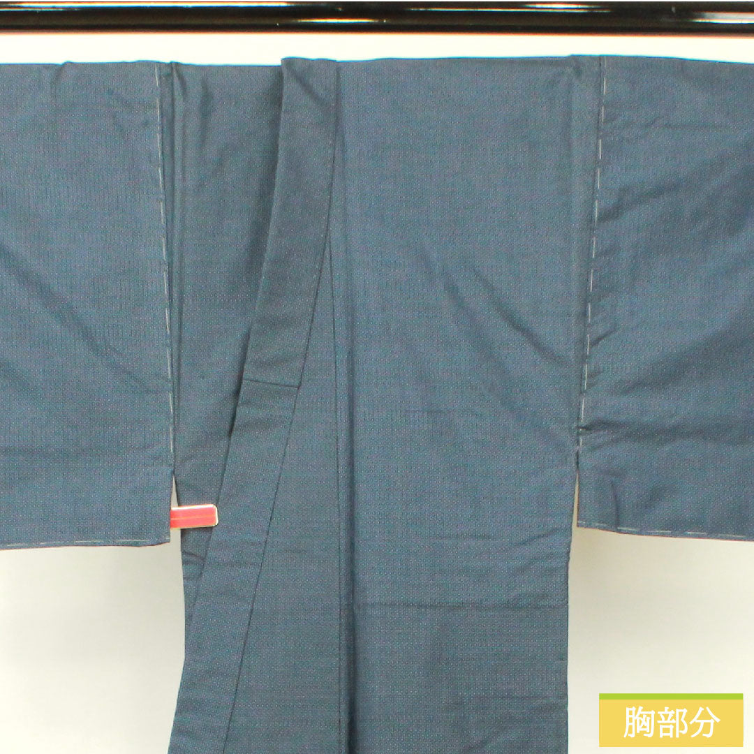 男物 正絹 身丈153.5cm 裄丈71cm 大島紬 緯総絣 Sランク 袷 紺系 1119000842518