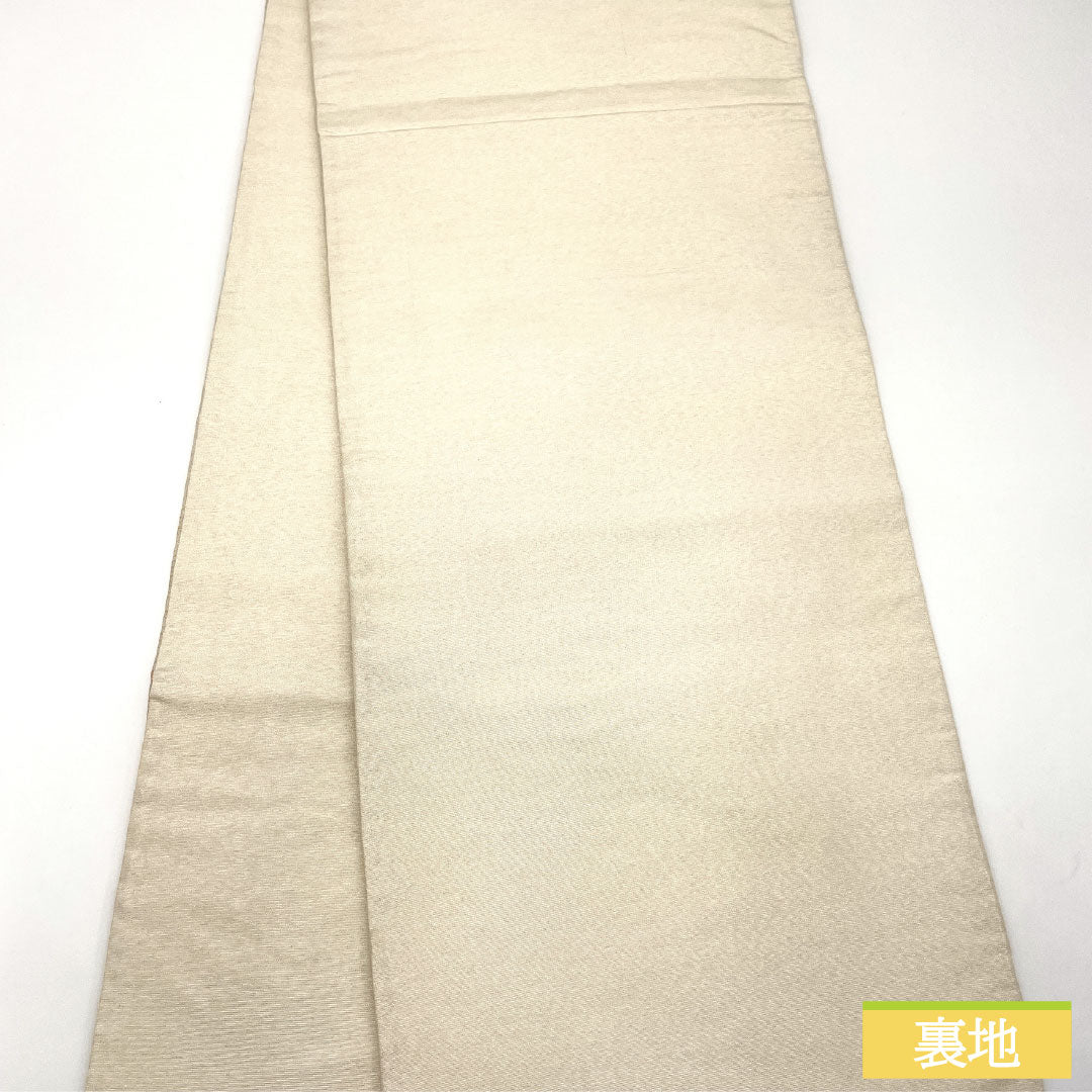 袋帯 正絹 Aランク 西陣織 雲取り 小花 帯丈428cm 六通 フォーマル 銀系 1123017233322