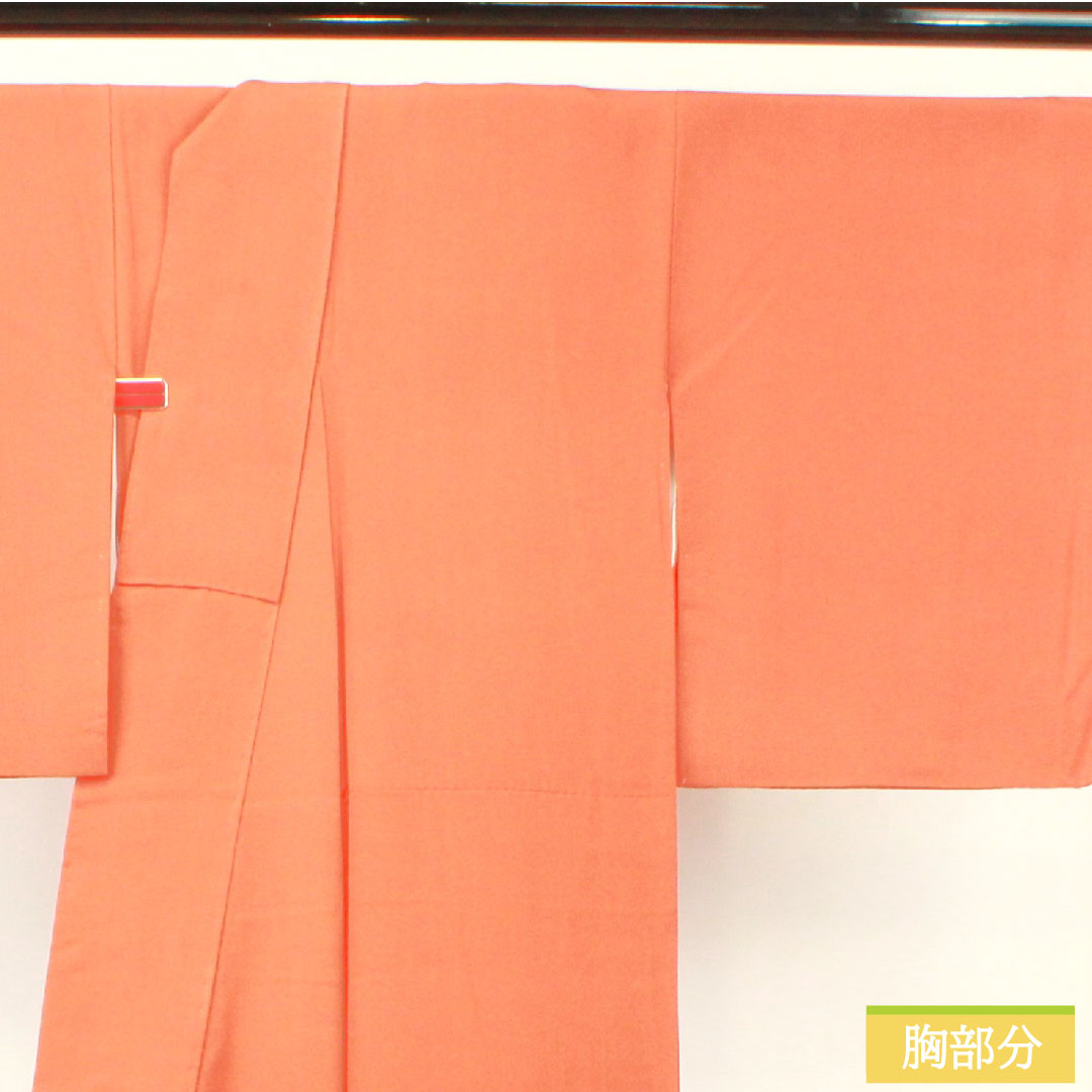 彩色留袖、纯丝、长度 159.5 厘米、袖长 63 厘米、衬里、赤橙色、京友禅、历史人物和风景、一个徽章、刀剑和片刃、S 级、橙色、1111001422326