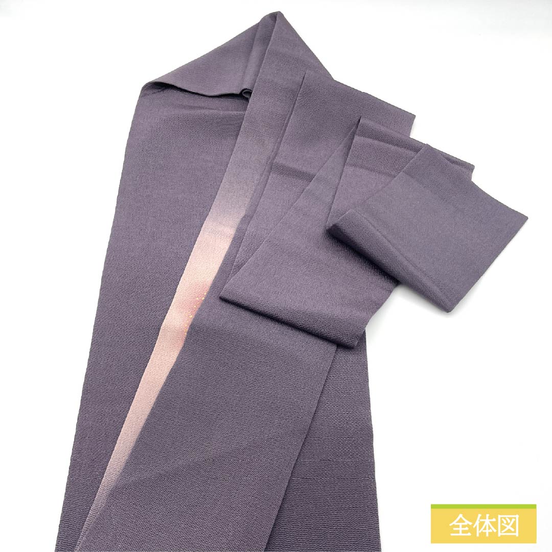 名古屋帯 深滅紫色(ふかきけしむらさきいろ) ちりめん地 染め帯 桜 帯丈384cm 正絹 Sランク ポイント柄 セミフォーマル 紫系 1124008412420 名古屋仕立て