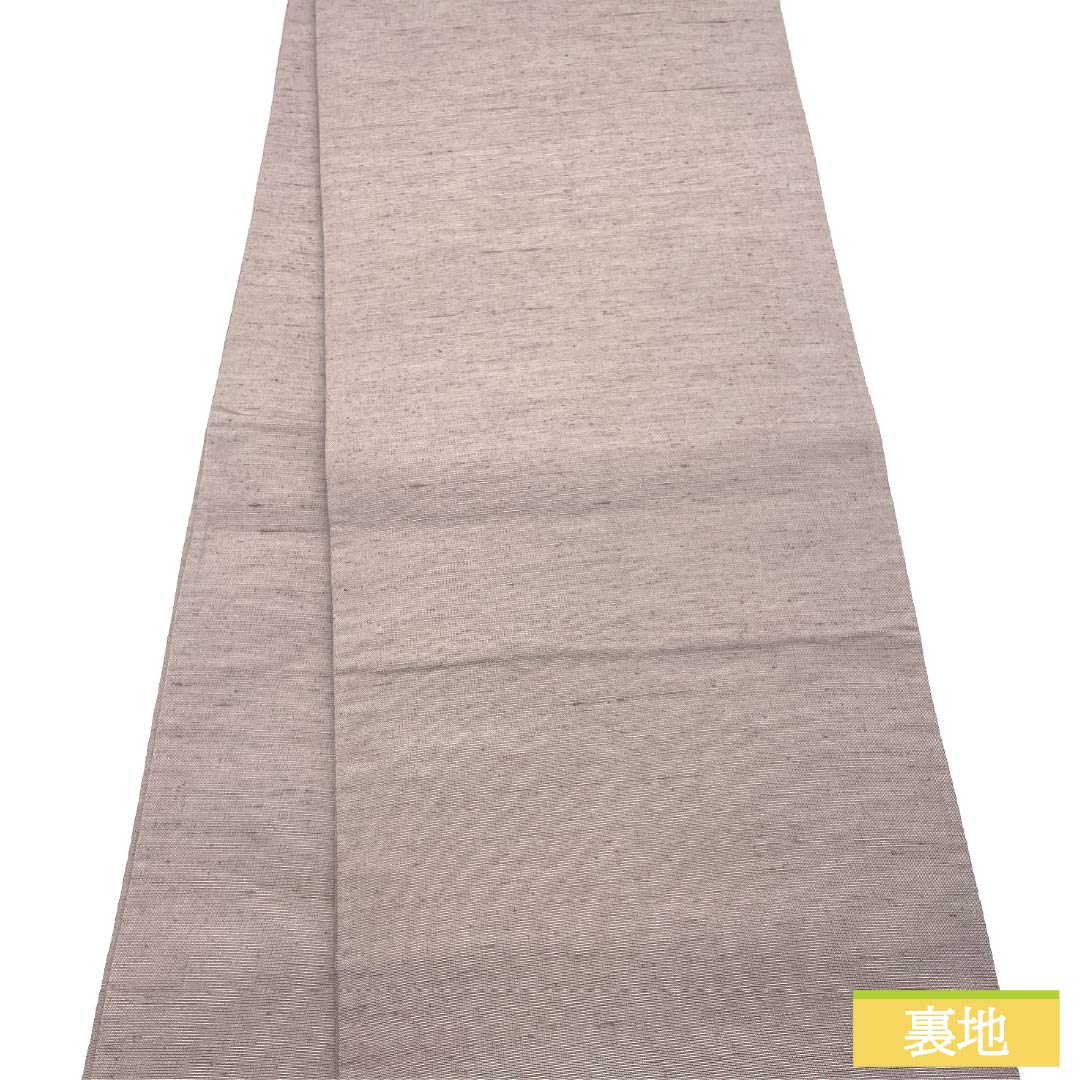 袋帯 正絹 Aランク 桜鼠色(さくらねずいろ) 紬地 ふくれ織 遠山 風景 帯丈440cm ポイント柄 カジュアル ピンク系 1123015373313