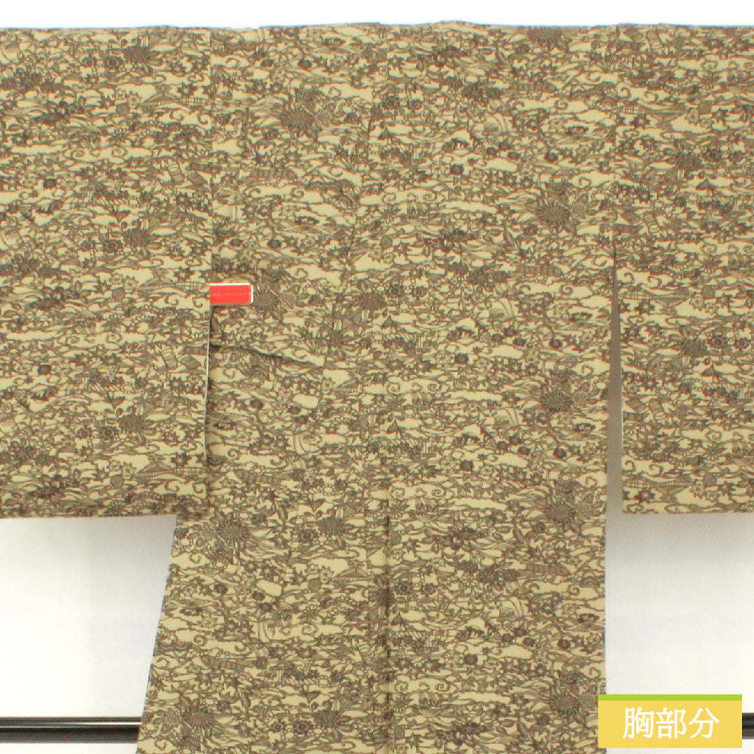 小紋 正絹 身丈163cm 裄丈65.5cm 袷 江戸鼠色(えどねずいろ) 型染 茶屋辻 Sランク グレー系 1115004692422