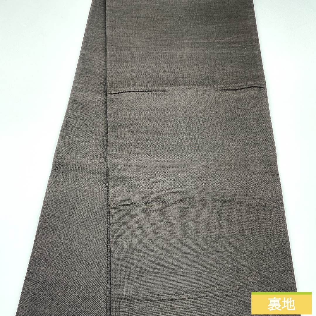 袋帯 土黒色(つちぐろいろ) 鳥 唐花 横段 帯丈428cm 正絹 Aランク 六通 カジュアル 茶系 1123010413314