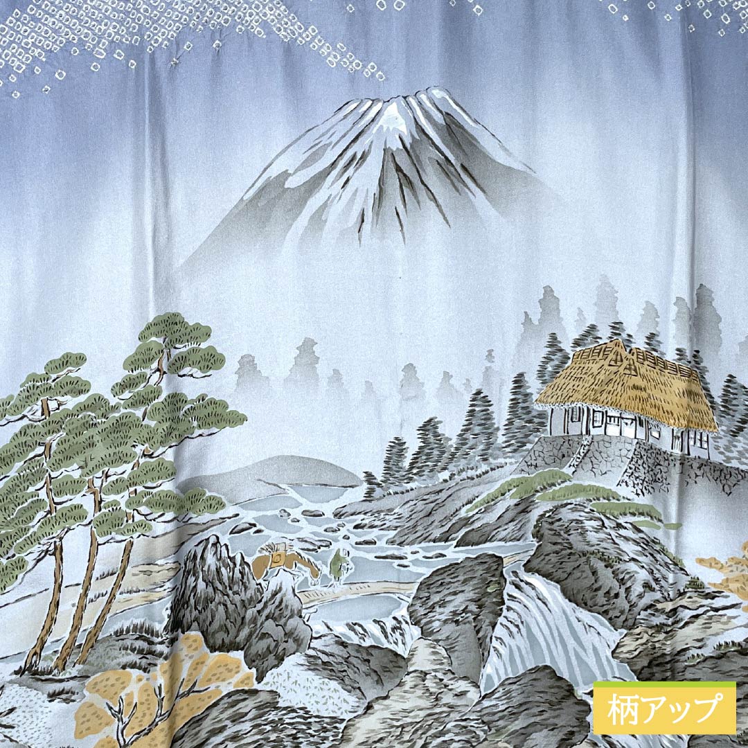 メンズ襦袢 正絹 Sランク 身丈141cm 裄丈67cm 薄花色(うすはないろ) 風景画 袷 青系 1140000962417