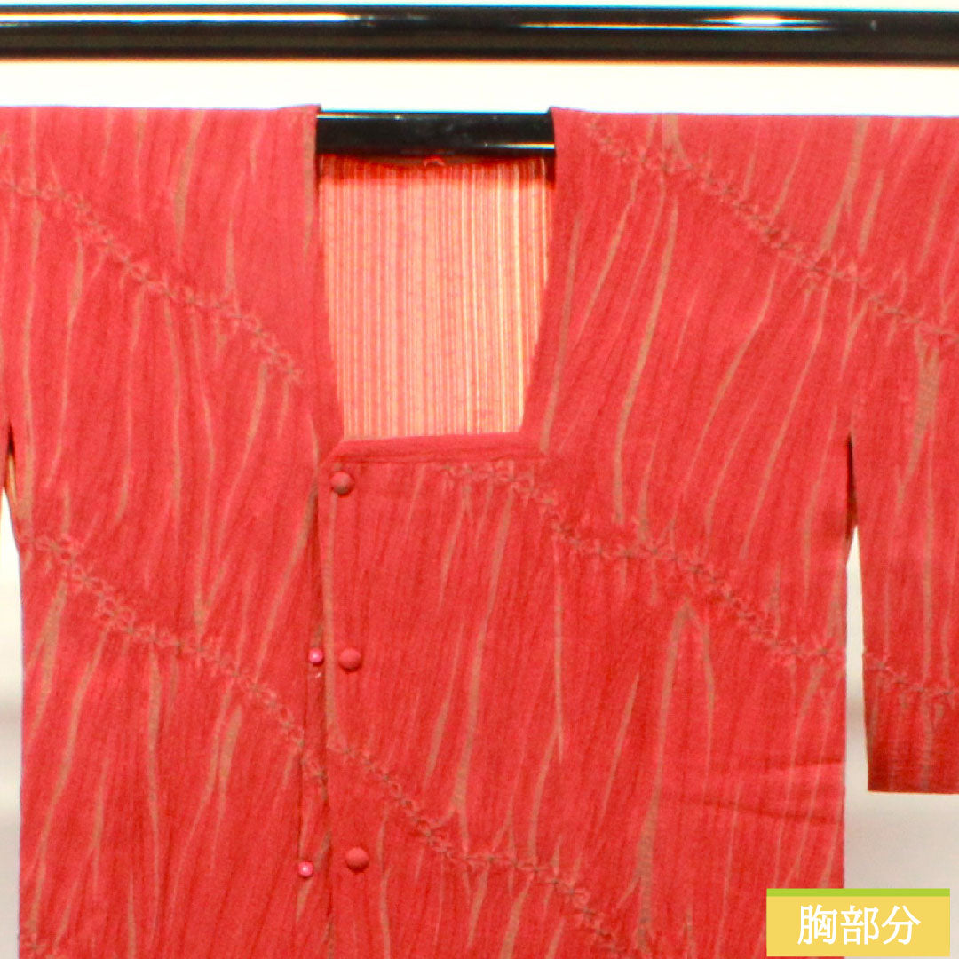 道行コート 正絹 身丈89cm 裄丈64cm 真紅色(しんくいろ) 絞り Sランク 袷 赤系 1117001022912