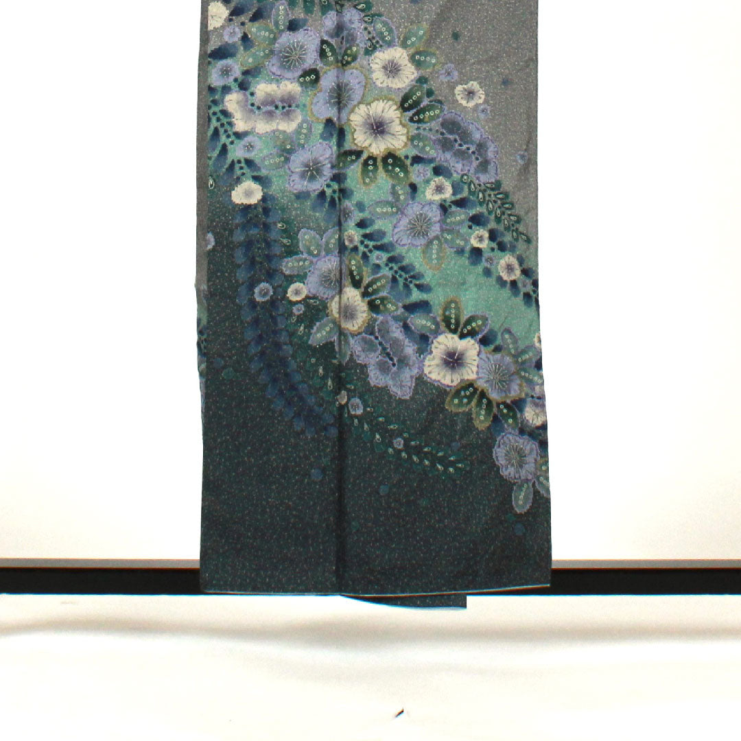 訪問着 袷 身丈157cm 裄丈64cm 辻ヶ花 大島紬 正絹 Sランク グレー系 1112001282322