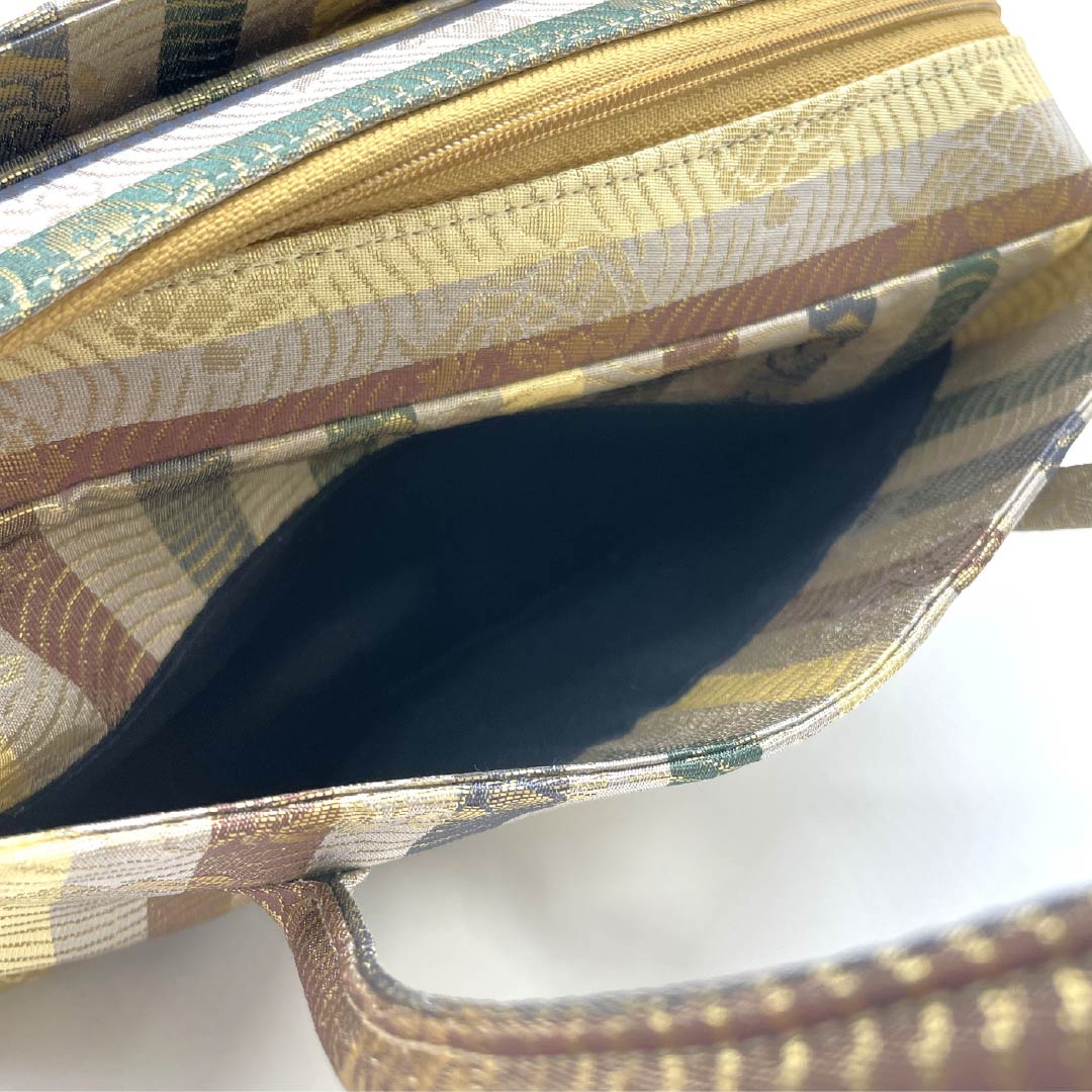 Casual Japanese style bag, silk grey, Rikyu bag, rough sea pattern, classic design, grey, S rank, 113900058222