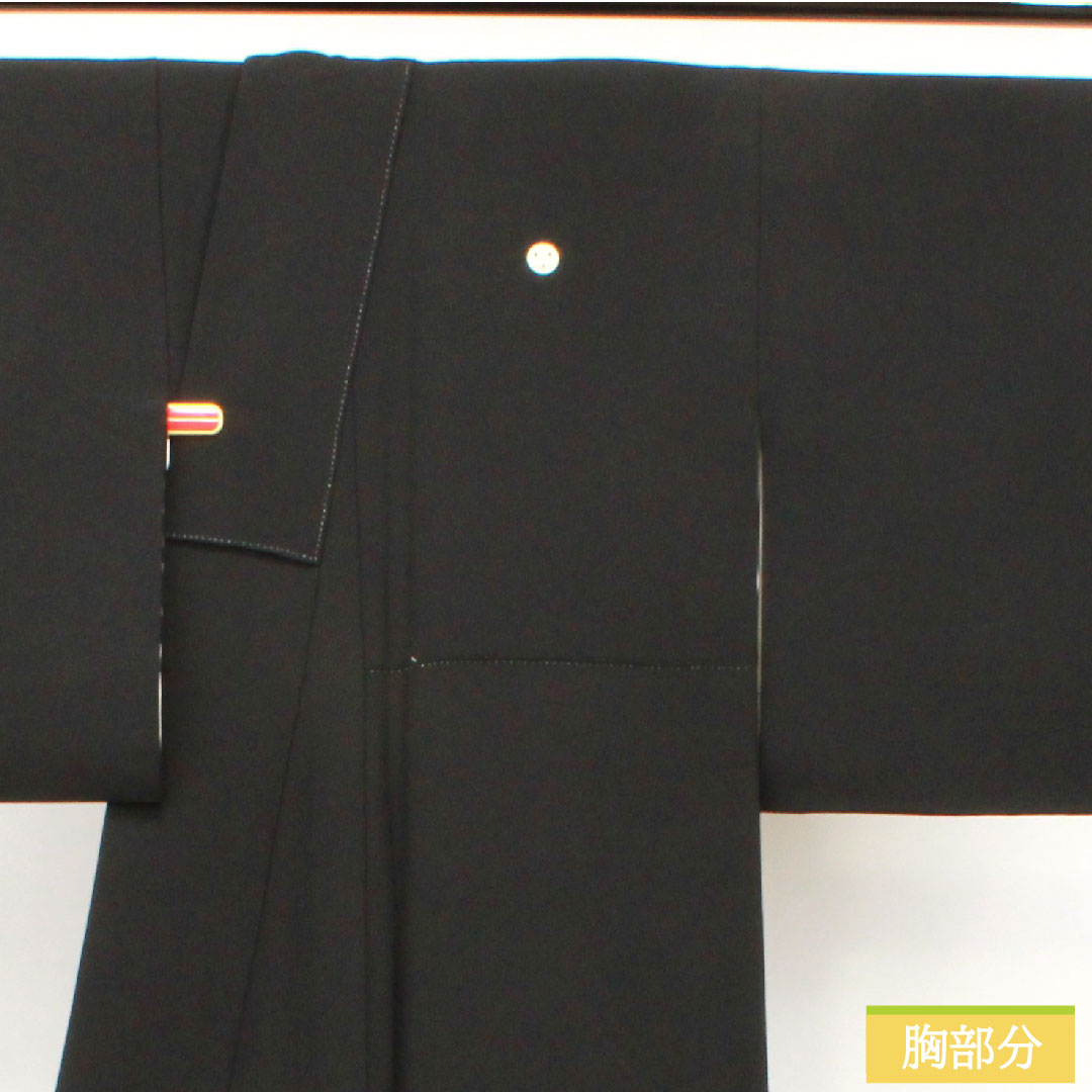 黒留袖 正絹 身丈167cm 裄丈67cm 袷 手描き友禅 菊 五つ紋 三ツ割片喰 Sランク 五つ紋 黒系 1111001282510