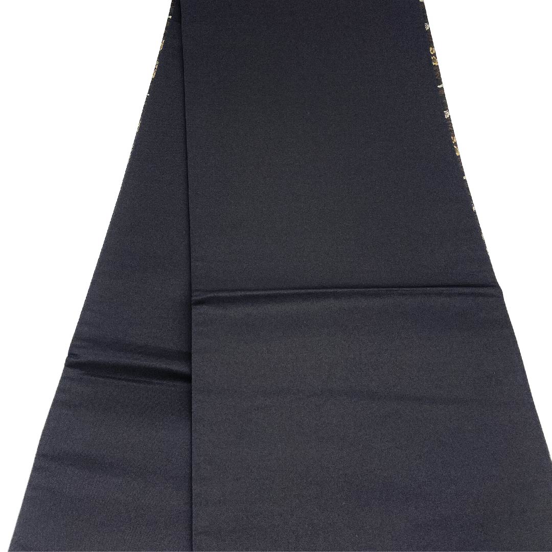 袋帯 黒色 松 梅 鳥 帯丈454cm 正絹 Sランク 全通 カジュアル 黒系 1123002852410