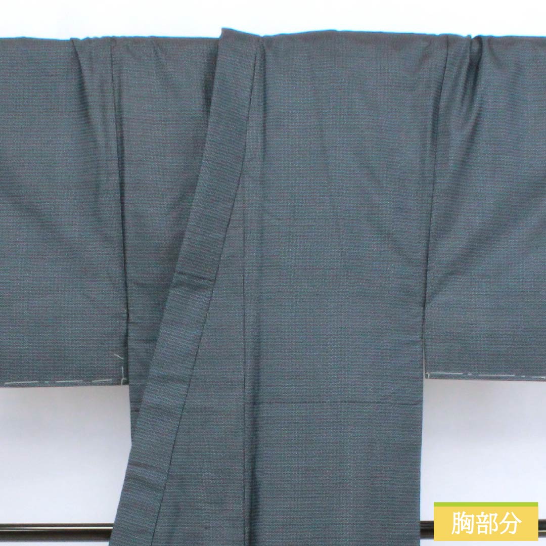 男物 正絹 Sランク 身丈143cm 裄丈70.5cm 大島紬 亀甲模様 アンサンブル しつけ糸付き 袷 紺系 1119000972418