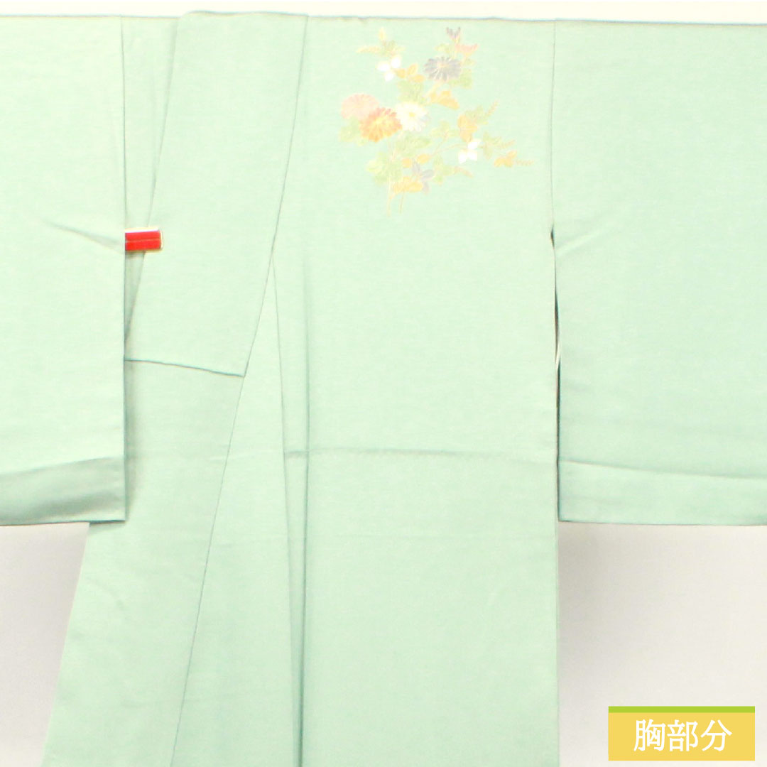 Homongi, pure silk, lined, length 156.5cm, sleeve length 64cm, light blue, gold leaf finish, auspicious motif, A rank, light blue, 1112003523324