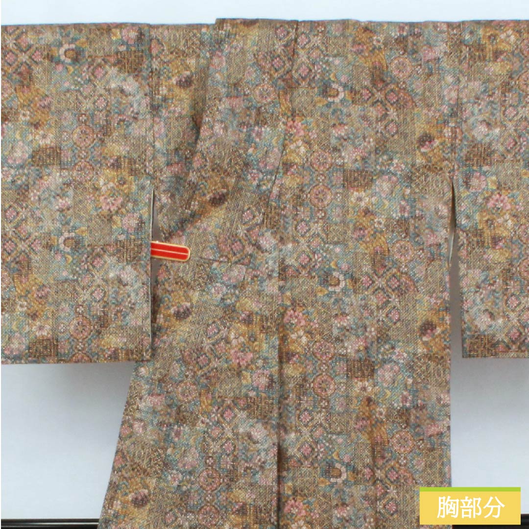 小紋 正絹 Aランク 身丈154.5cm 裄丈62.5cm 袷 更紗模様 グラデーション系 1115006333299