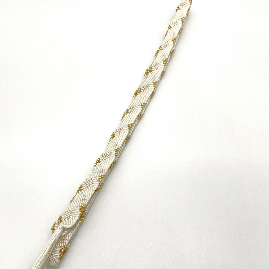 (新古品) 帯締め・帯揚げセット 正絹 Sランク 結婚式 披露宴 扇付き 長さ約152cm 幅約1.5cm 留袖用 白系 1141000042311