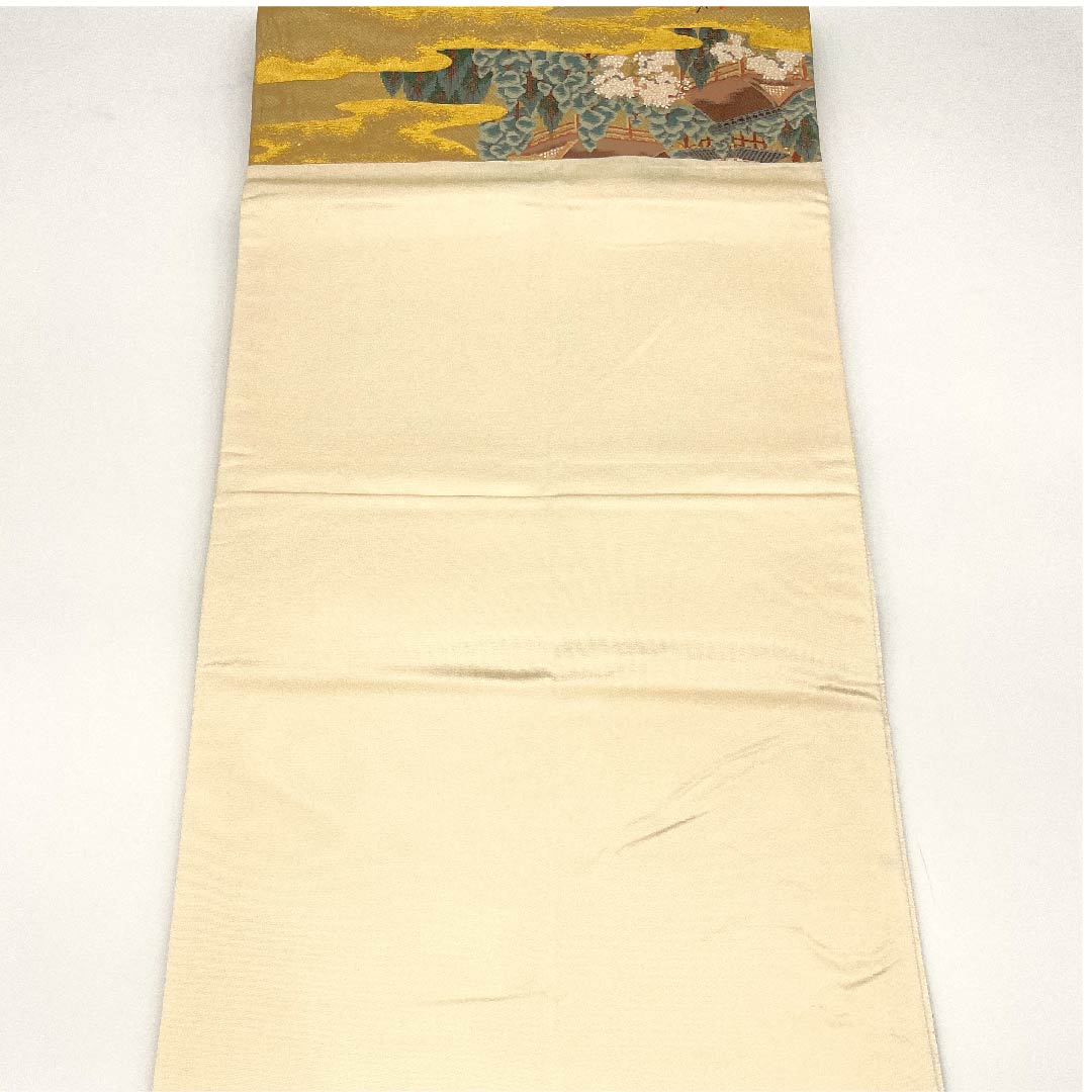 袋帯 金色 時代人物模様 帯丈440cm 正絹 Aランク 六通 フォーマル 金系 1123003133321