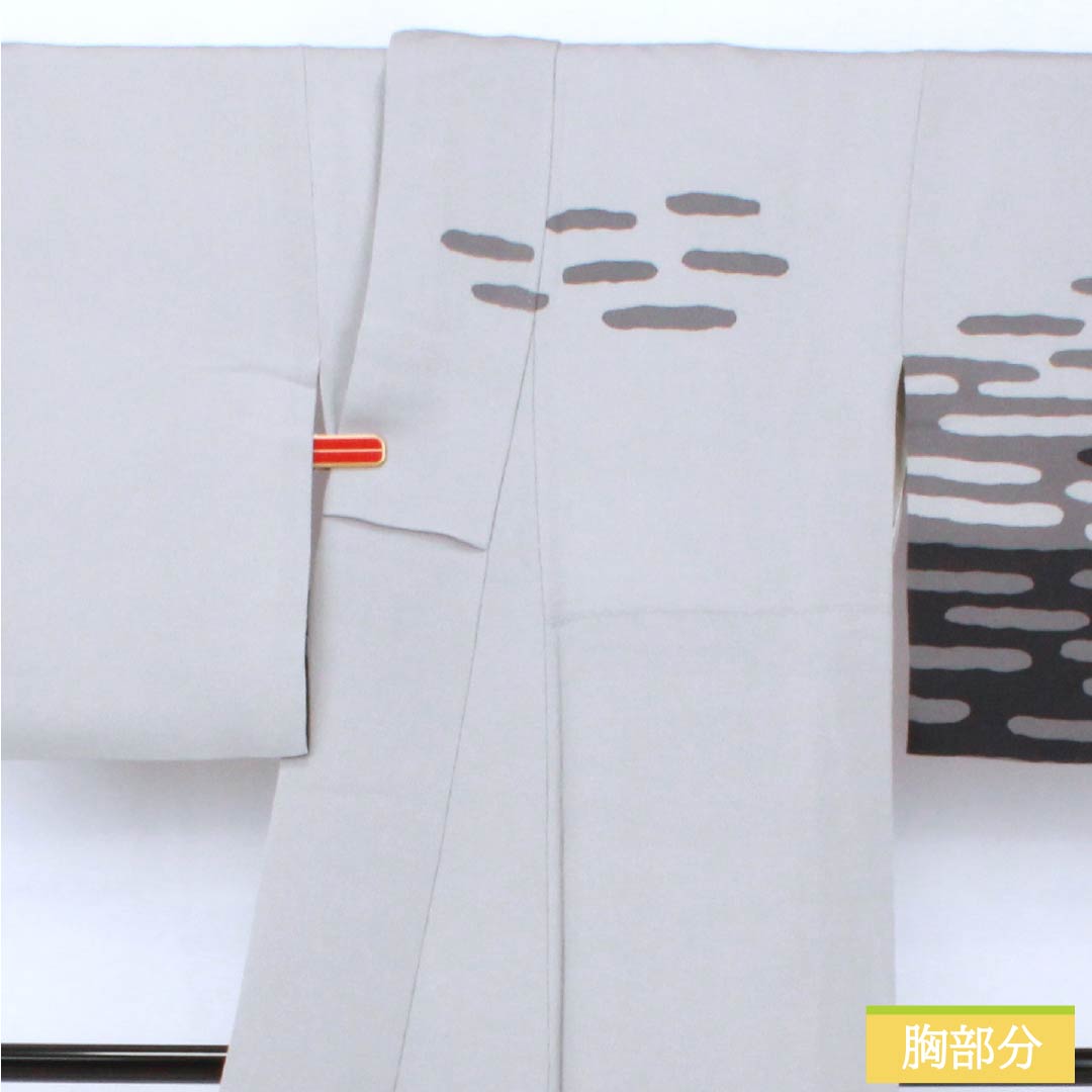 訪問着 正絹 Sランク 袷 身丈162cm 裄丈63cm 薄墨色(うすずみいろ) エ霞 三越 ちりめん地 グレー系 1112007582422