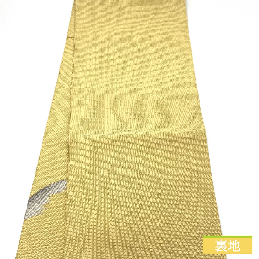Nagoya obi, yellow karakami color, Tsuzure weave, Tsuzure weave with nail-scratched pattern, Rabbit, obi length 388cm, pure silk, S rank, point pattern, casual, yellow, 1124007672423, open style