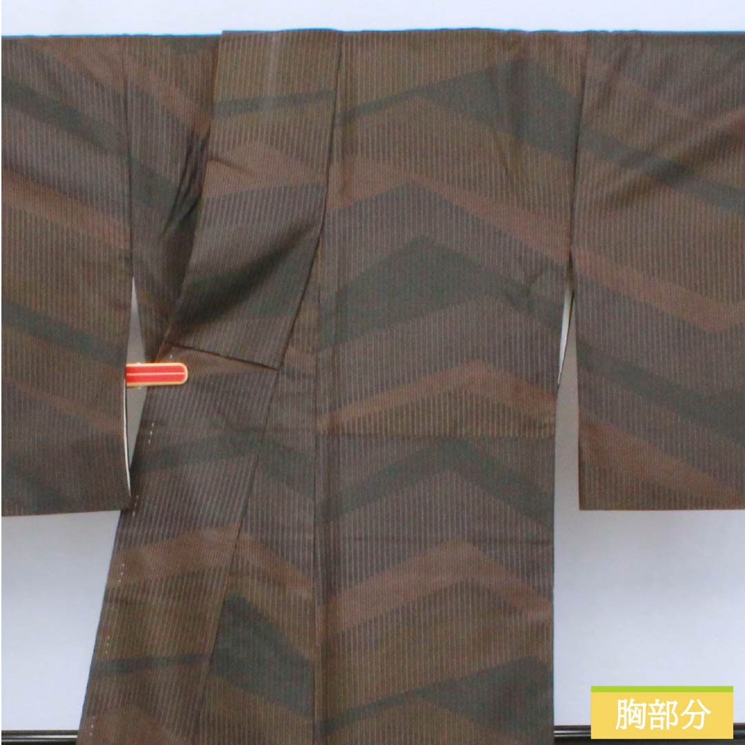 小紋 正絹 Aランク 身丈157.5cm 裄丈64.5cm 袷 抽象模様 黒系 1115006413310