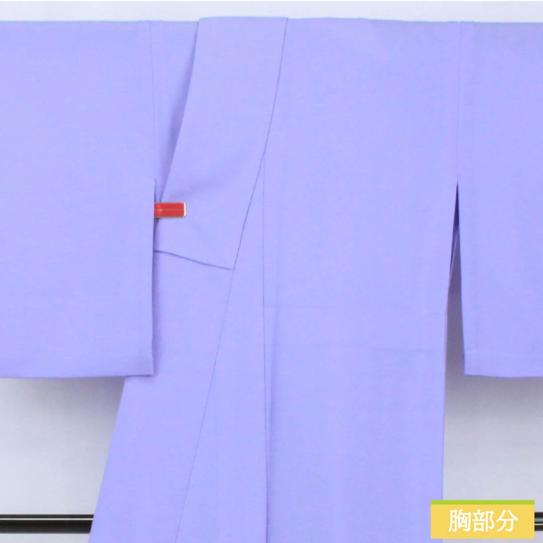 Solid-colored polyester kimono, length 158cm, sleeve length 66cm, gentian-colored (rindou-iro), washable, single-layer, S rank, purple, product number 1114002192320