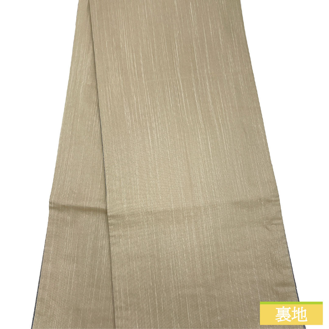 A-Rank Pure Silk Fukuro Obi (Indigo Wall Color) with Nishijin-ori Weave, Silk Silk Pongee Fabric, Abstract Pattern, Length 442cm, Six-Ply, Casual, Gray, Product Number: 1123017013322