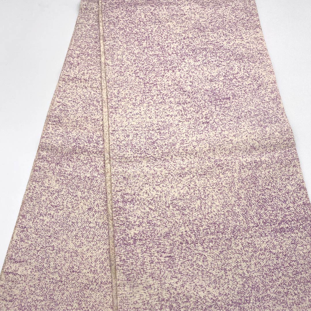 袋帯 薄桜色(うすざくらいろ) 風景画 染め帯 帯丈440.5cm 正絹 Bランク 六通 カジュアル ピンク系 1123005554313