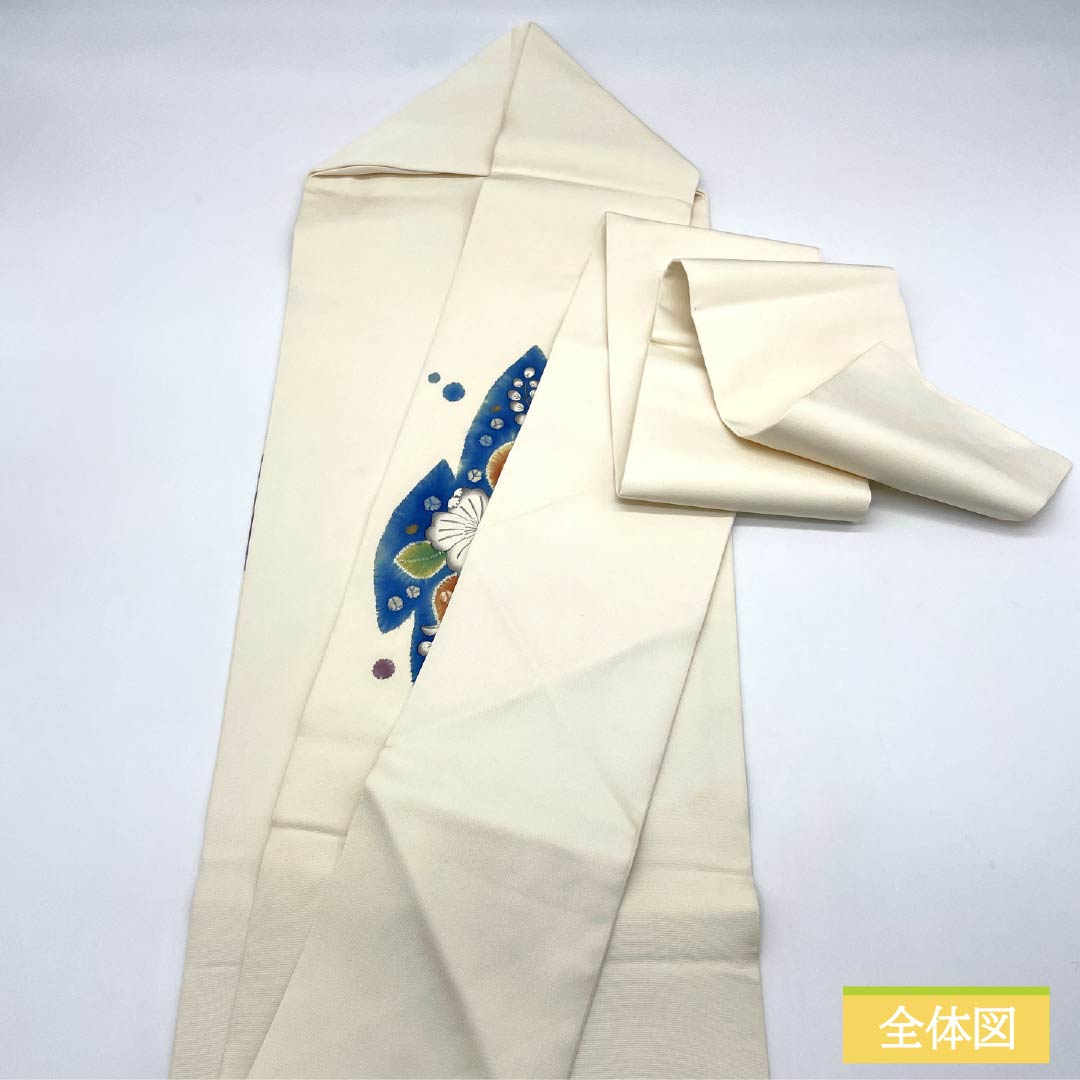 名古屋帯 生成り色(きなりいろ) 染め帯 作家物 辻ヶ花模様 帯丈352cm 正絹 Sランク ポイント柄 セミフォーマル クリーム系 1124008502315 名古屋仕立て