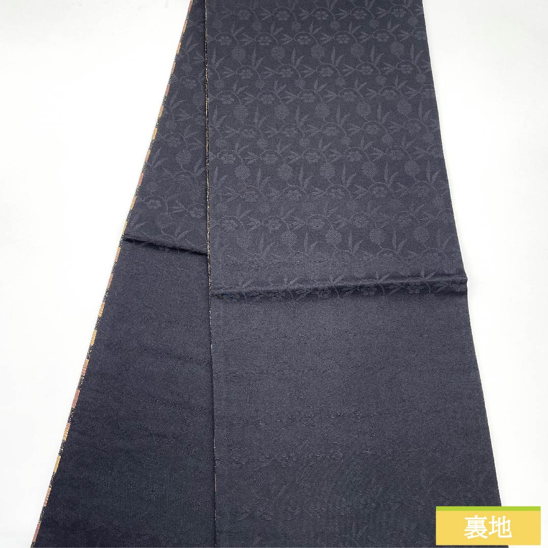 袋帯 檜皮色(ひわだいろ) 市松模様 帯丈440cm 正絹 Sランク 六通 カジュアル 茶系 1123009922314