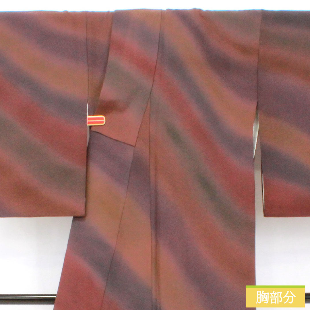 小紋 正絹 身丈165cm 裄丈66.5cm 袷 ボカシ染 抽象模様 草木染 Aランク グラデーション系 1115004743599