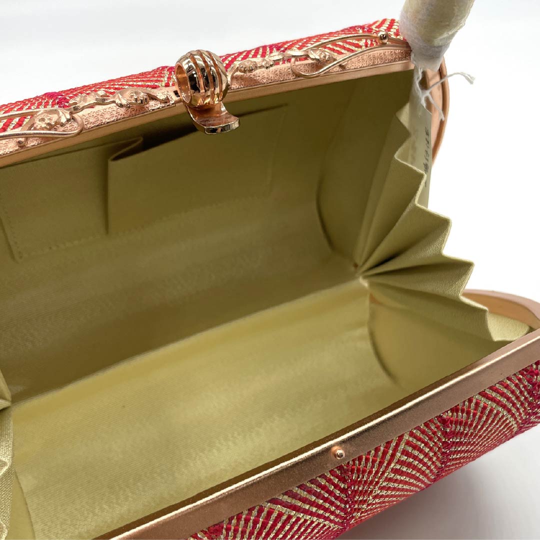 (Like New) Formal Japanese Bag, New Rank, Goshimahimo Cord, Red, for Furisode Kimono, 113900099112